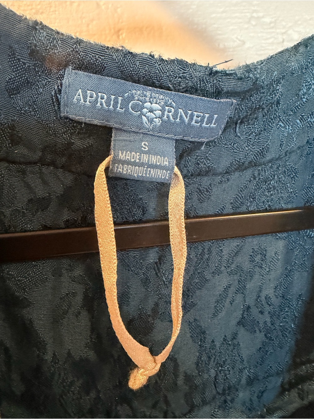 April Cornell Teal Textured Dress with Gold Hanger Loop - Picture 3 of 12